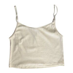 SKIMS Bone Stretch Logo Pointelle Strappy Straight Neck Camisole Top Size XL